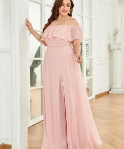 Ever-Pretty US Plus Size Sexy Side Split Long Chiffon Formal Dresses Summer Dresses 2022
