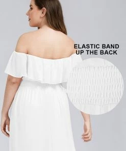 Ever-Pretty US Plain Off Shoulder Chiffon Wedding Dress With Side Split