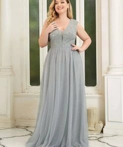 Ever-Pretty US Plus Size Maxi Long Sequin Formal Prom Dress With Cap Sleeve SHOP BY OCCASION