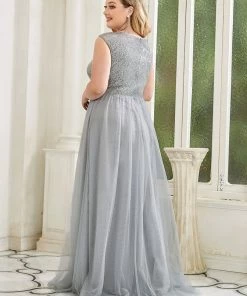 Ever-Pretty US Plus Size Maxi Long Sequin Formal Prom Dress With Cap Sleeve SHOP BY OCCASION