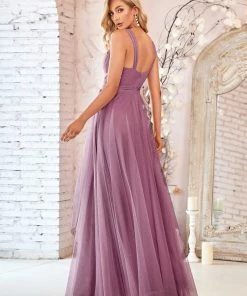 Ever-Pretty US Floor Length Double V Neck Tulle Bridesmaid Dresses