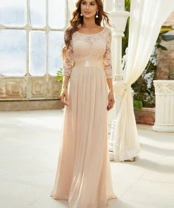 Ever-Pretty US SHOP BY OCCASION See-Through Floor Length Lace Evening Dress With Half Sleeve