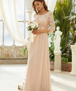 Ever-Pretty US SHOP BY OCCASION See-Through Floor Length Lace Evening Dress With Half Sleeve