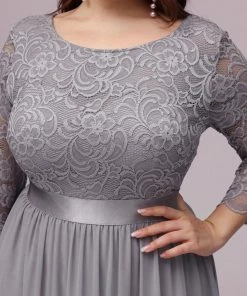 Ever-Pretty US SHOP BY OCCASION See-Through Floor Length Lace Evening Dress With Half Sleeve