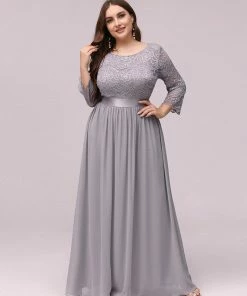 Ever-Pretty US SHOP BY OCCASION See-Through Floor Length Lace Evening Dress With Half Sleeve