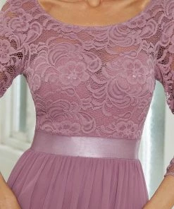 Ever-Pretty US SHOP BY OCCASION See-Through Floor Length Lace Evening Dress With Half Sleeve