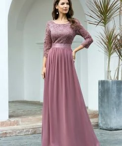Ever-Pretty US SHOP BY OCCASION See-Through Floor Length Lace Evening Dress With Half Sleeve
