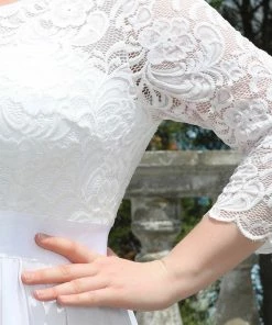 Ever-Pretty US SHOP BY OCCASION See-Through Floor Length Lace Evening Dress With Half Sleeve