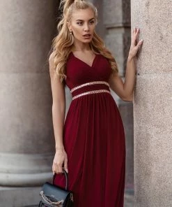 Ever-Pretty US Custom Size Sequin Sleeveless Long Grecian Style Bridesmaid Dress Summer Dresses 2022