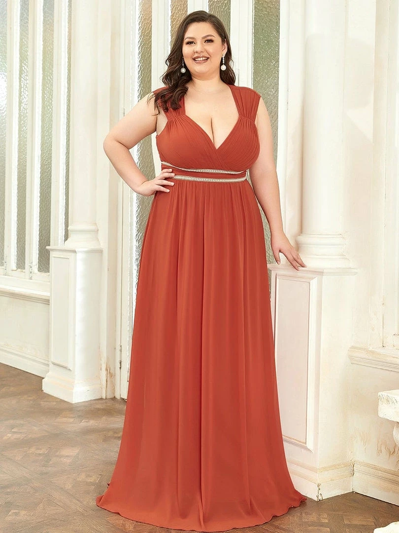 Ever-Pretty US Plus Size V-Neck Sleeveless Beaded Belt Chiffon A-Line Evening Dress 19 Ever-Pretty US Plus Size V-Neck Sleeveless Beaded Belt Chiffon A-Line Evening Dress