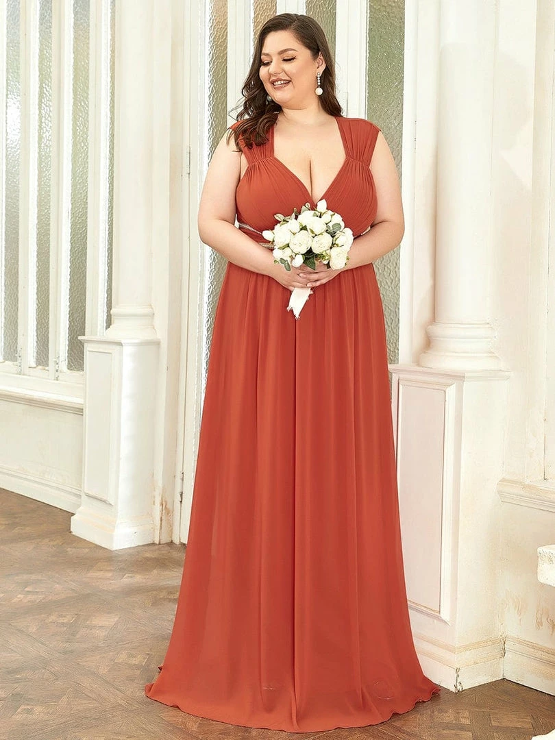 Ever-Pretty US Plus Size V-Neck Sleeveless Beaded Belt Chiffon A-Line Evening Dress 22 Ever-Pretty US Plus Size V-Neck Sleeveless Beaded Belt Chiffon A-Line Evening Dress