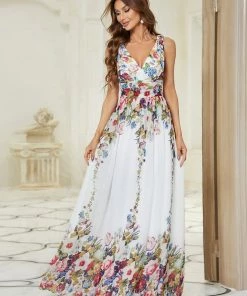 Ever-Pretty US Sleeveless V-Neck Maxi Chiffon Bridesmaid Dress Party Dresses