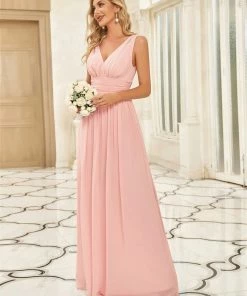 Ever-Pretty US Sleeveless V-Neck Plain Maxi Chiffon Bridesmaid Dress Party Dresses