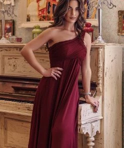 Ever-Pretty US Summer Dresses 2022 Custom Size Pleated One Shoulder Long Chiffon Evening Dress