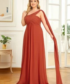 Ever-Pretty US Plus Size Chiffon One Shoulder Formal Evening Dresses For Women Prom Dresses