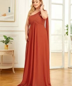 Ever-Pretty US Plus Size Chiffon One Shoulder Formal Evening Dresses For Women Prom Dresses
