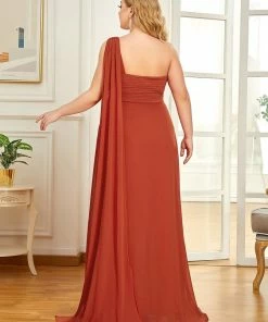 Ever-Pretty US Plus Size Chiffon One Shoulder Formal Evening Dresses For Women Prom Dresses
