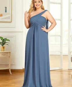 Ever-Pretty US Plus Size Chiffon One Shoulder Formal Evening Dresses For Women Prom Dresses