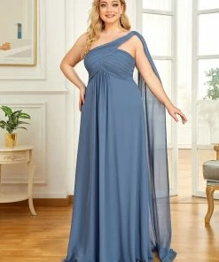 Ever-Pretty US Plus Size Chiffon One Shoulder Formal Evening Dresses For Women Prom Dresses