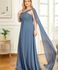Ever-Pretty US Plus Size Chiffon One Shoulder Formal Evening Dresses For Women Prom Dresses