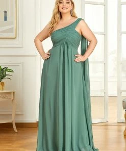 Ever-Pretty US Plus Size Chiffon One Shoulder Formal Evening Dresses For Women Prom Dresses