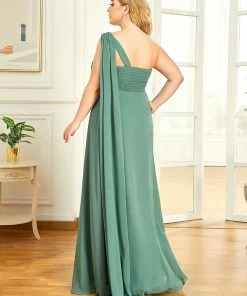Ever-Pretty US Plus Size Chiffon One Shoulder Formal Evening Dresses For Women Prom Dresses