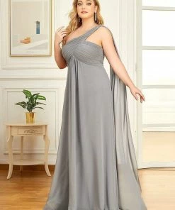 Ever-Pretty US Plus Size Chiffon One Shoulder Formal Evening Dresses For Women Prom Dresses