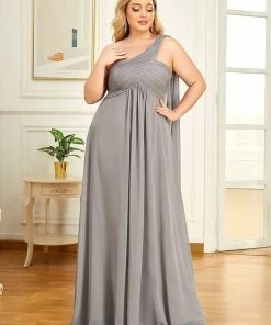 Ever-Pretty US Plus Size Chiffon One Shoulder Formal Evening Dresses For Women Prom Dresses