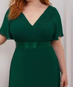 Ever-Pretty US Long Chiffon Empire Waist Bridesmaid Dress With Short Flutter Sleeves Evening Dresses & Gowns