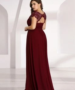 Ever-Pretty US Elegant Lace Cap Sleeve Maxi Long Chiffon Bridesmaid Dress 64 Ever-Pretty US Elegant Lace Cap Sleeve Maxi Long Chiffon Bridesmaid Dress