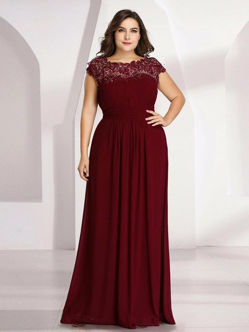 Ever-Pretty US Plus Size Maxi Long Formal Lace Cap Sleeve Evening Dress 1 Ever-Pretty US Plus Size Maxi Long Formal Lace Cap Sleeve Evening Dress