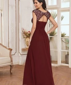 Ever-Pretty US Elegant Lace Cap Sleeve Maxi Long Chiffon Bridesmaid Dress 60 Ever-Pretty US Elegant Lace Cap Sleeve Maxi Long Chiffon Bridesmaid Dress