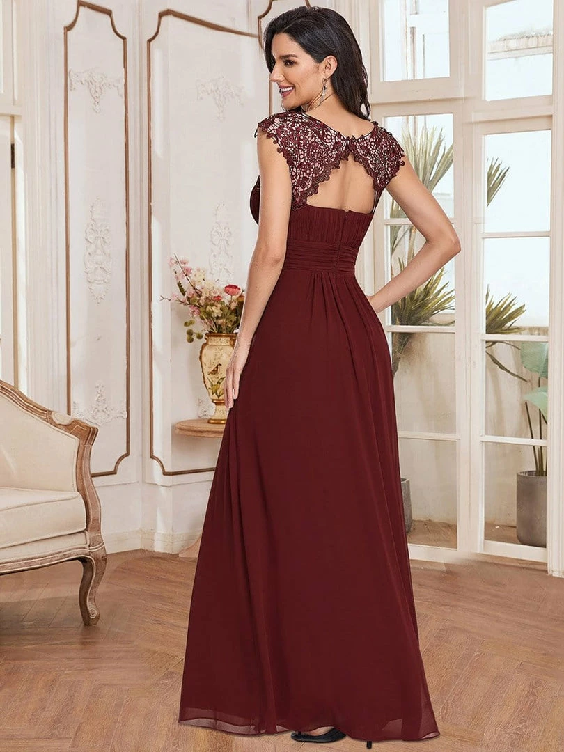 Ever-Pretty US Elegant Lace Cap Sleeve Maxi Long Chiffon Bridesmaid Dress 5 Ever-Pretty US Elegant Lace Cap Sleeve Maxi Long Chiffon Bridesmaid Dress