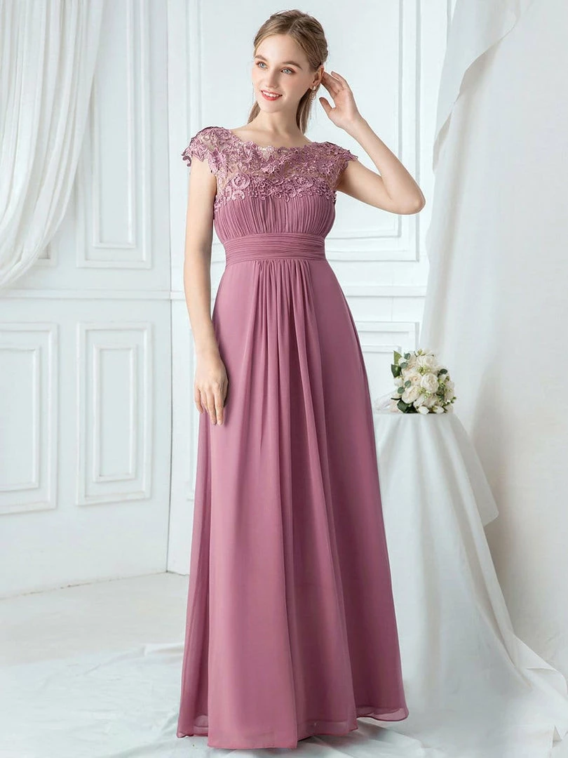 Ever-Pretty US Elegant Lace Cap Sleeve Maxi Long Chiffon Bridesmaid Dress 15 Ever-Pretty US Elegant Lace Cap Sleeve Maxi Long Chiffon Bridesmaid Dress