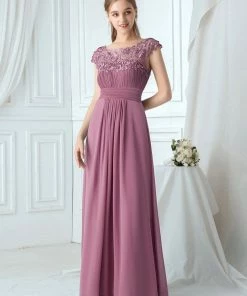 Ever-Pretty US Elegant Lace Cap Sleeve Maxi Long Chiffon Bridesmaid Dress 66 Ever-Pretty US Elegant Lace Cap Sleeve Maxi Long Chiffon Bridesmaid Dress