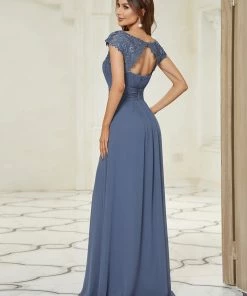 Ever-Pretty US SHOP BY OCCASION Elegant Maxi Long Lace Cap Sleeve Bridesmaid Dress