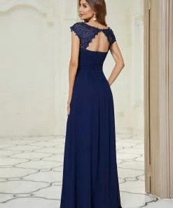 Ever-Pretty US SHOP BY OCCASION Elegant Maxi Long Lace Cap Sleeve Bridesmaid Dress