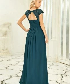 Ever-Pretty US Classic Maxi Long Lace Cap Sleeve Bridesmaid Dress