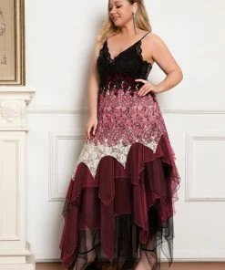 Ever-Pretty US Plus Size V Neck Asymmetrical Hems Prom Dresses 41 Ever-Pretty US Plus Size V Neck Asymmetrical Hems Prom Dresses