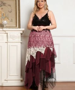 Ever-Pretty US Plus Size V Neck Asymmetrical Hems Prom Dresses 42 Ever-Pretty US Plus Size V Neck Asymmetrical Hems Prom Dresses