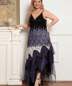 Ever-Pretty US Plus Size V Neck Asymmetrical Hems Prom Dresses 48 Ever-Pretty US Plus Size V Neck Asymmetrical Hems Prom Dresses