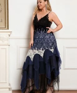 Ever-Pretty US Plus Size V Neck Asymmetrical Hems Prom Dresses 55 Ever-Pretty US Plus Size V Neck Asymmetrical Hems Prom Dresses