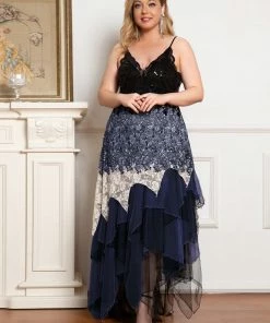 Ever-Pretty US Plus Size V Neck Asymmetrical Hems Prom Dresses 54 Ever-Pretty US Plus Size V Neck Asymmetrical Hems Prom Dresses