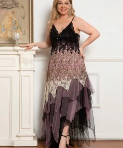 Ever-Pretty US Plus Size V Neck Asymmetrical Hems Prom Dresses 43 Ever-Pretty US Plus Size V Neck Asymmetrical Hems Prom Dresses