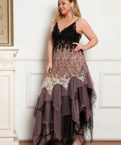 Ever-Pretty US Plus Size V Neck Asymmetrical Hems Prom Dresses 47 Ever-Pretty US Plus Size V Neck Asymmetrical Hems Prom Dresses