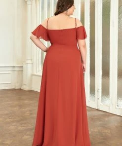 Ever-Pretty US SHOP BY OCCASION Plus Size Cold Shoulder Formal Bridesmaid Dress With Side Slit