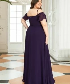 Ever-Pretty US SHOP BY OCCASION Plus Size Cold Shoulder Formal Bridesmaid Dress With Side Slit