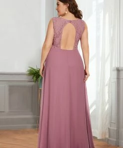 Ever-Pretty US Backless Lace A-Line Chiffon Bridesmaid Dress