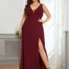 Ever-Pretty US Bow Tie Backless Chiffon High Slit Bridesmaid Dress