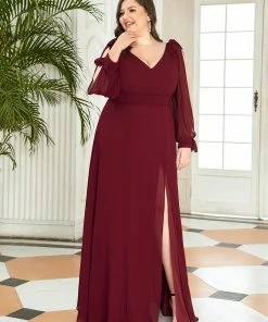 Ever-Pretty US Plus Size Open Lantern Sleeve A-Line Bridesmaid Dress